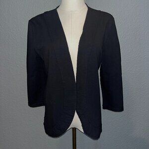 Nommo Black Open Knit Topper Jacket Raw Edges 3/4 Length Sleeve - EUC - XL